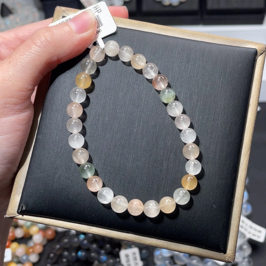 未镶嵌手链水晶香槟色调满发顺发级彩兔毛6.7mm