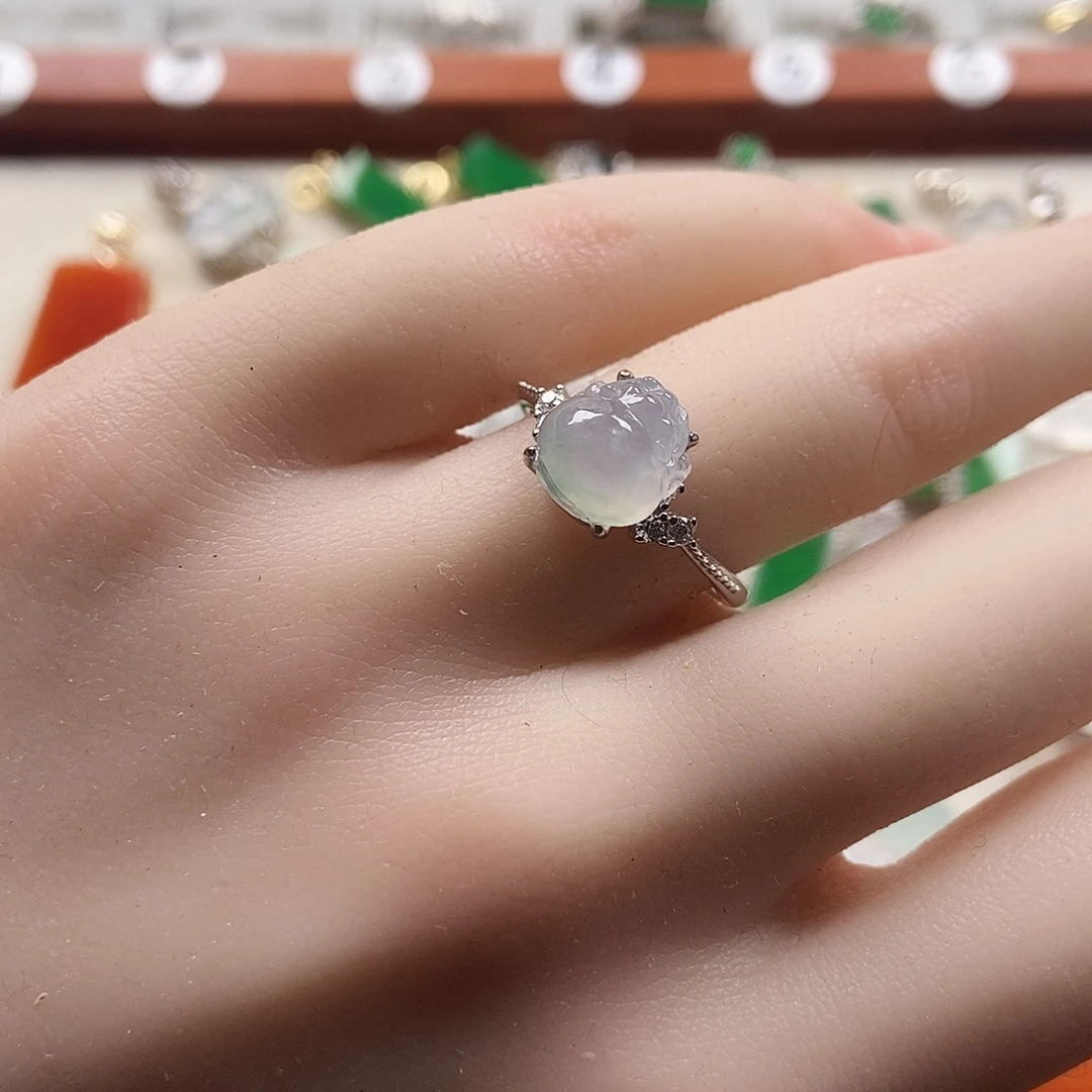 翡翠银S925镶嵌戒指