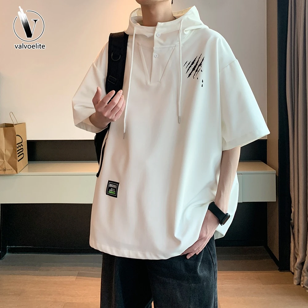 VALVOELITE连帽短袖恤男夏季青少年运动篮户外透气连帽运动夹克