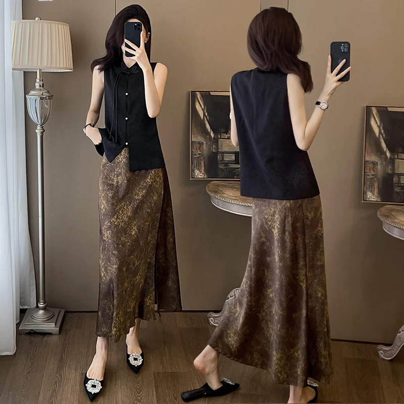 新中式马甲套装女款2024新款夏季薄款高级感职业国风西装夏季薄款