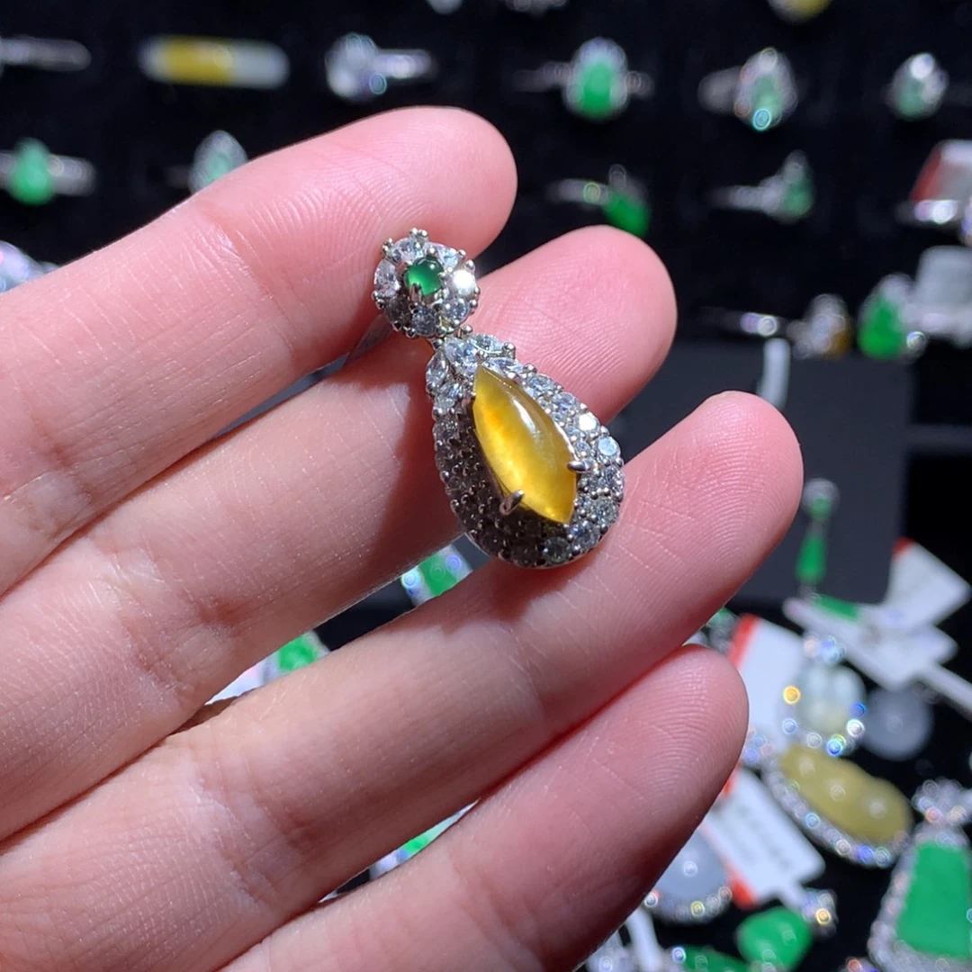 翡翠戒指银S925镶嵌天然翡翠