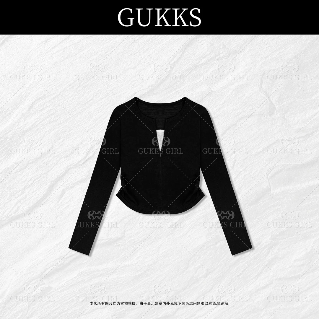明明GUKKS『公主日记』秋季新款修身显瘦休闲百搭舒适长袖T恤T2516