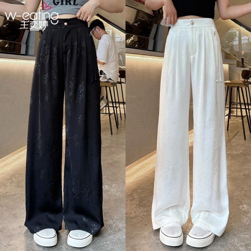 新中式国风休闲裤女士新款裤子夏季薄款2025高腰宽松百搭显瘦阔腿