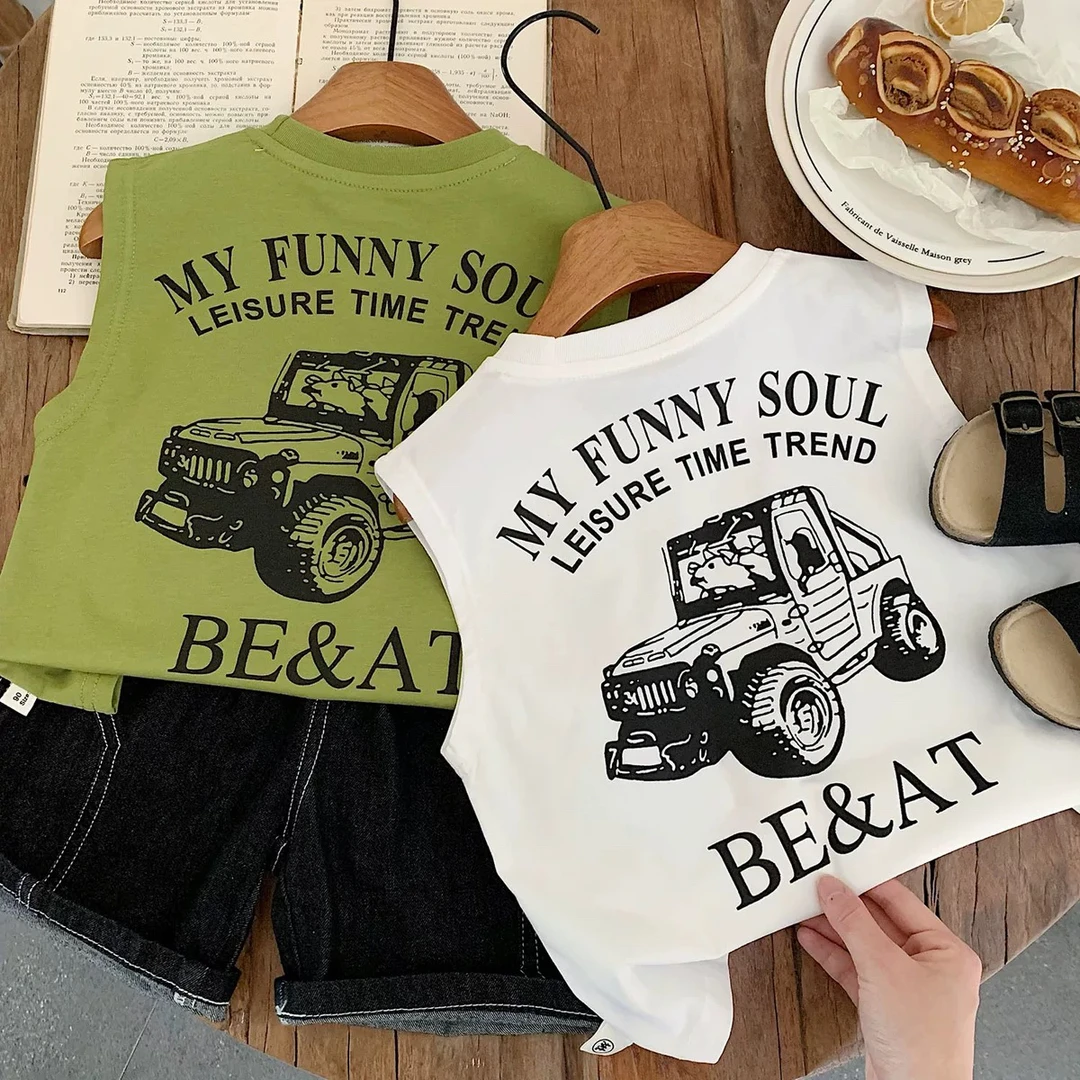 童装男童背心儿童夏季无袖t恤纯棉宝宝坎肩外穿薄款小童男孩夏装