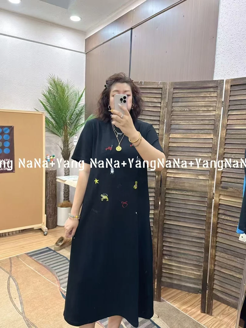 【夏季音乐季辣妹穿搭】百搭大版时尚气质刺绣小动物显瘦连衣裙
