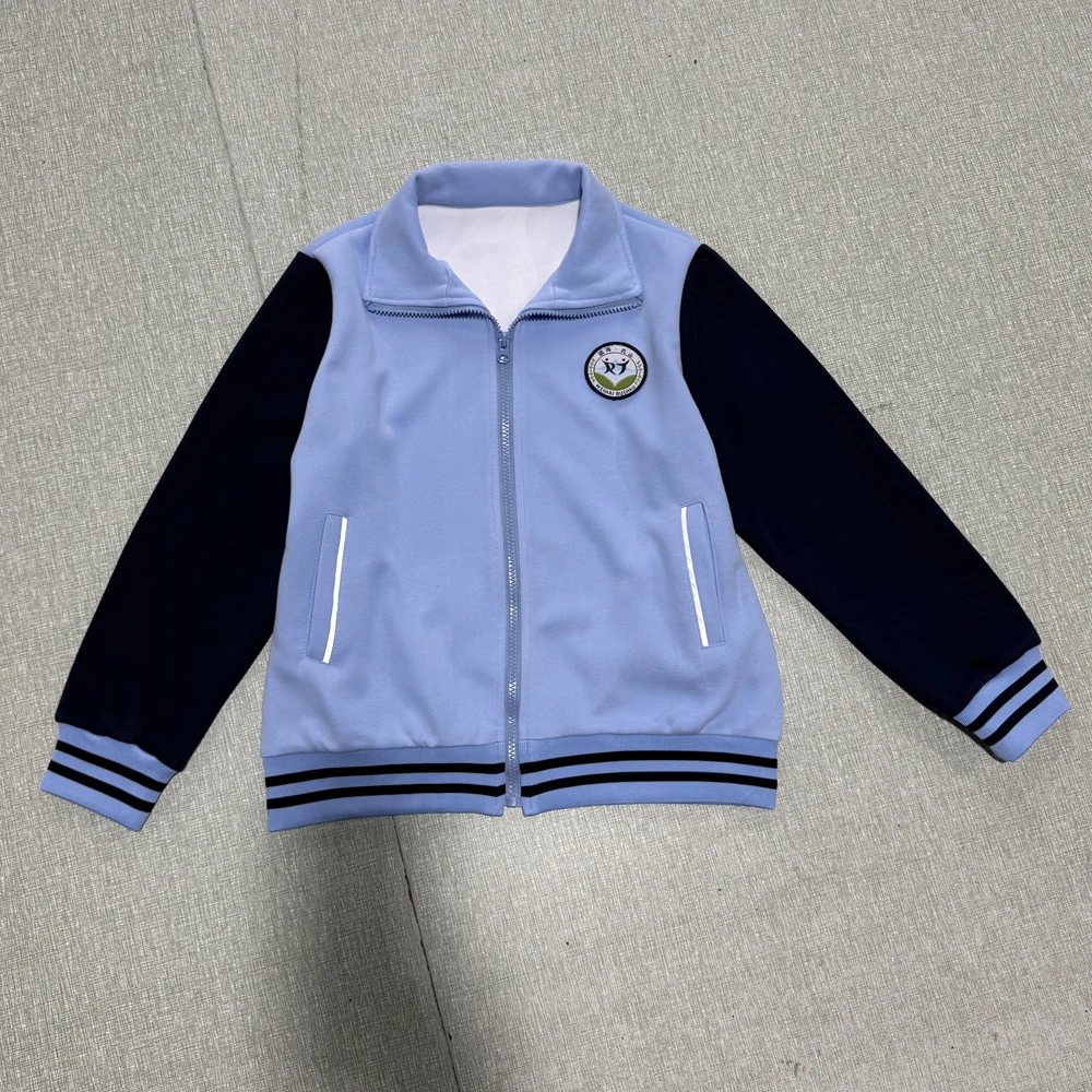 乳山小学生春秋校服外套蓝色拼接藏青色宽松休闲男女童中大童外套