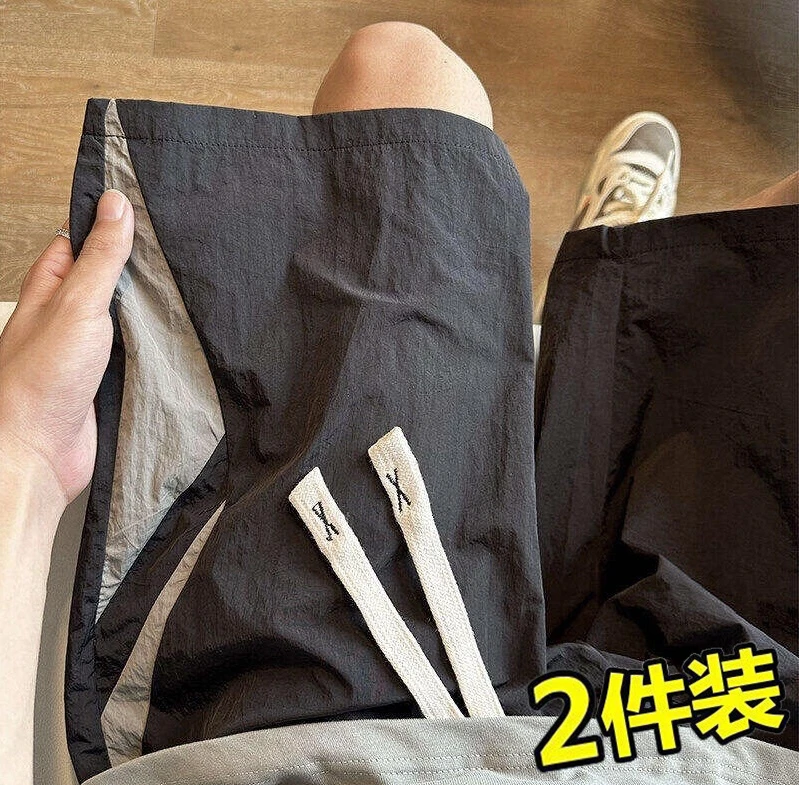 冰丝短裤2025男生新款夏天速干运动宽松夏季男士休闲五分裤子薄款