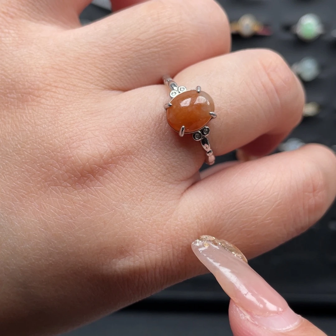 翡翠戒指银S925镶嵌戒指