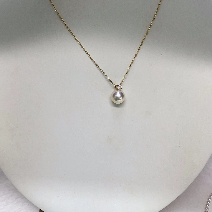 18K金镶嵌吊坠8.5-9海水珍珠