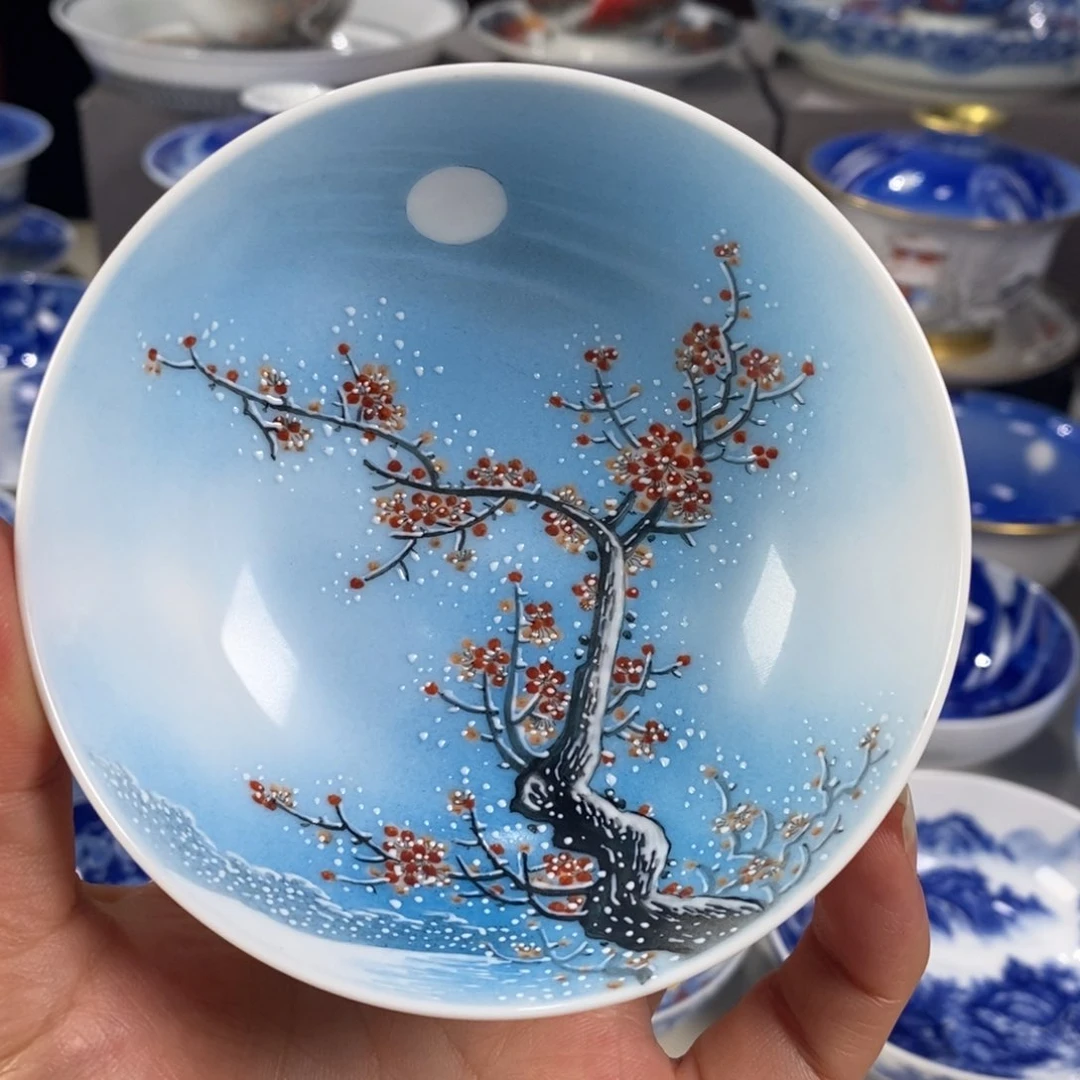 粉彩雪景主人杯杯