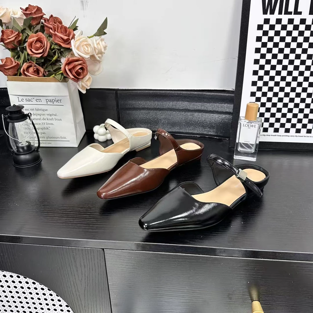 夏季新款时尚休闲女鞋尖头气质半拖鞋百搭浅口低跟包头1671