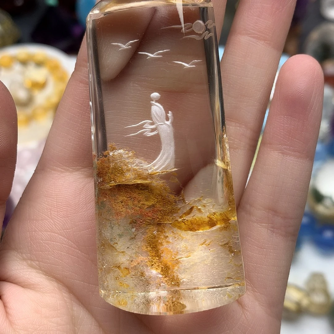 水晶未镶嵌珠宝半成品悟道无事牌