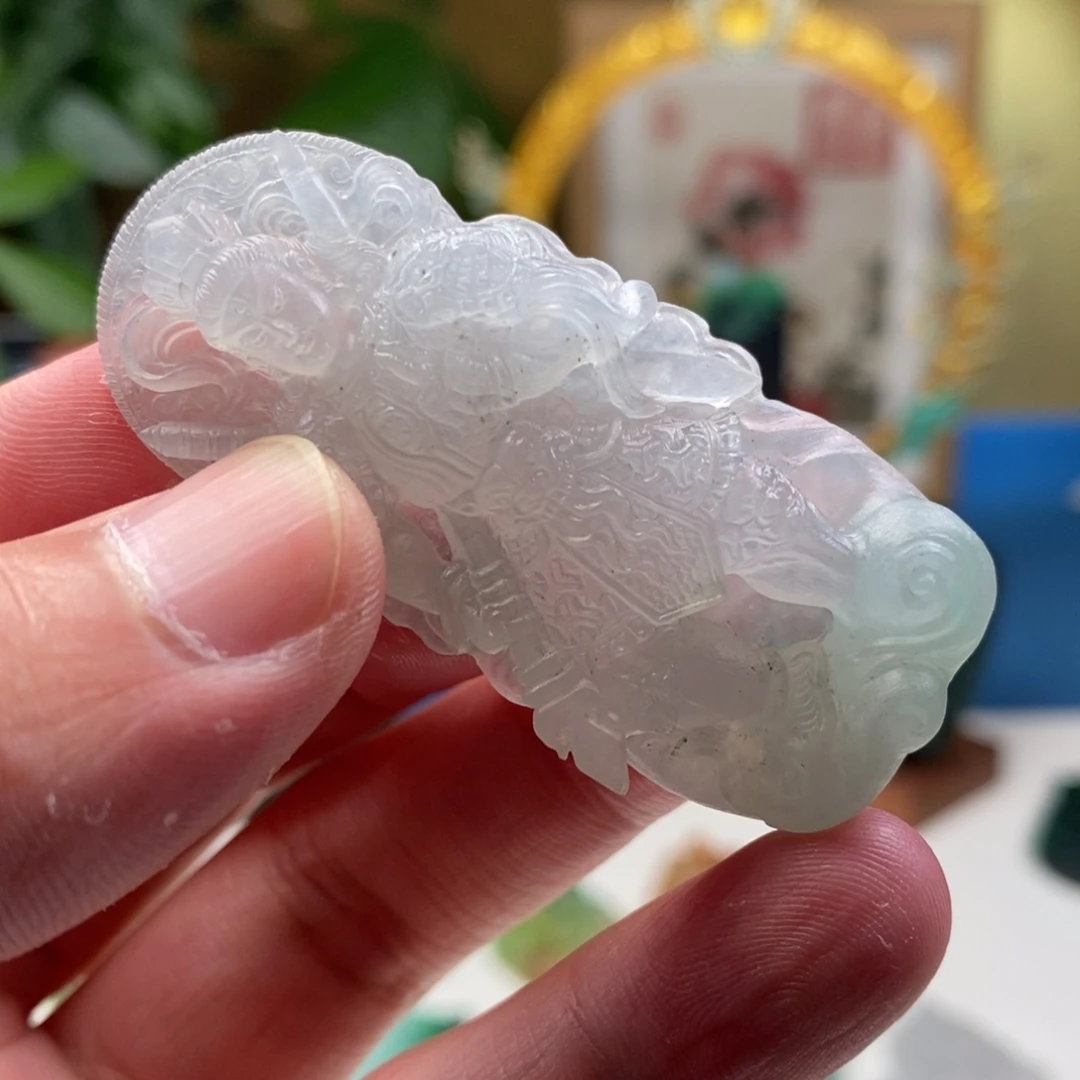 定制翡翠未镶嵌缅甸翡翠二郎真君