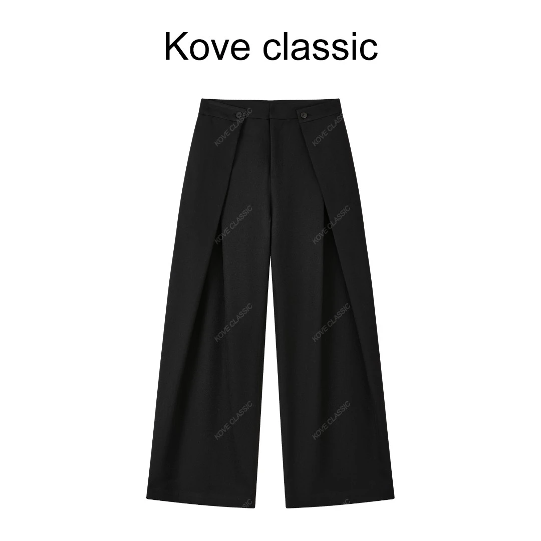 Koveclassic 设计师款秋冬阔腿褶皱阔腿裤百搭宽松拖地时尚