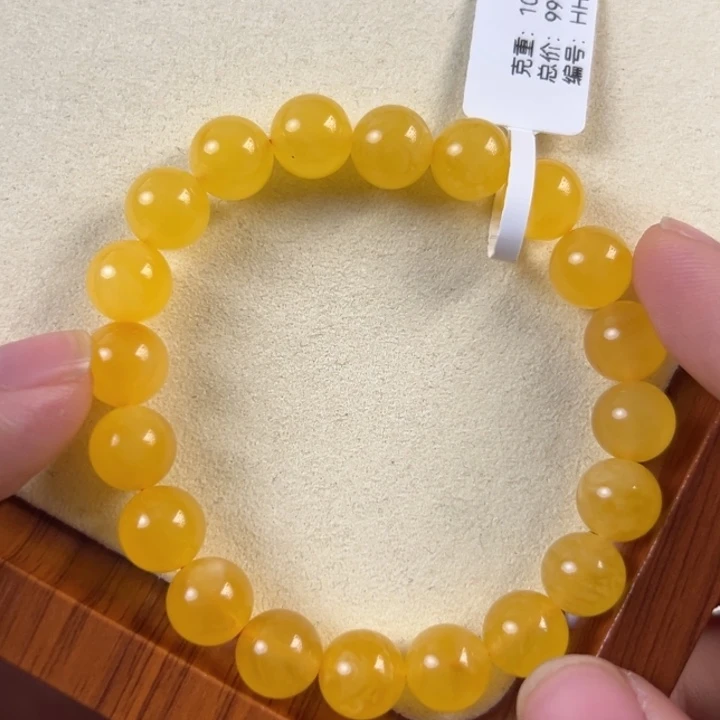 琥珀未镶嵌手链10g焦皮同料圆珠9mm hh