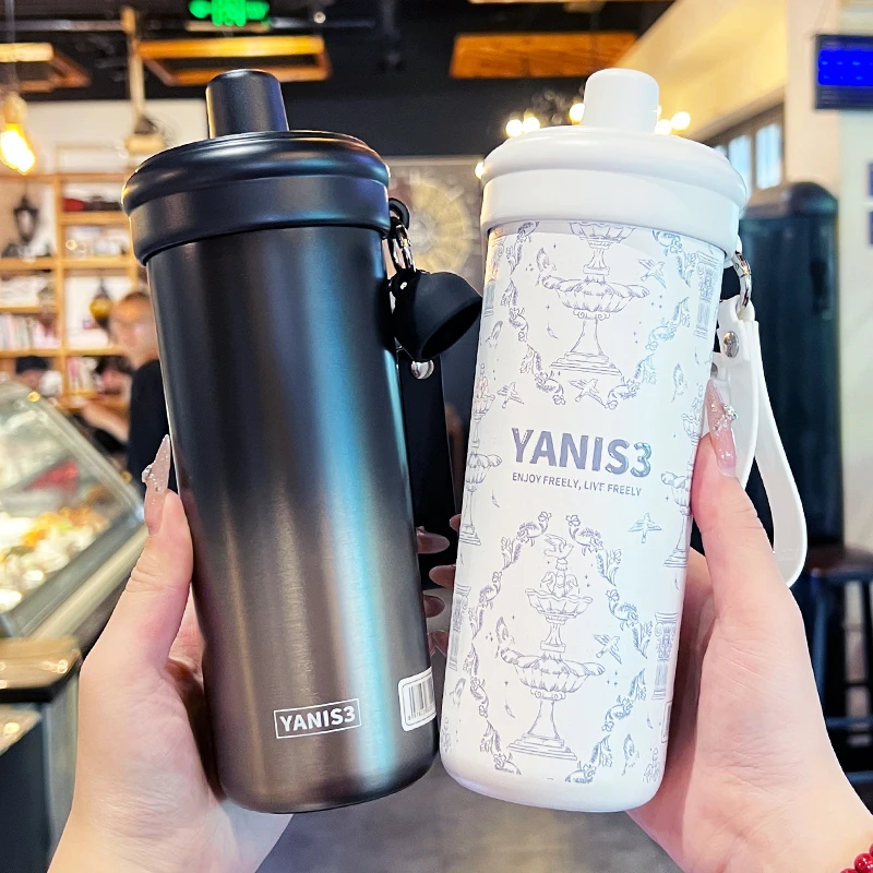 保温杯女生高颜值2025新款夏天咖啡杯外出便携冰霸杯吸管水杯子女