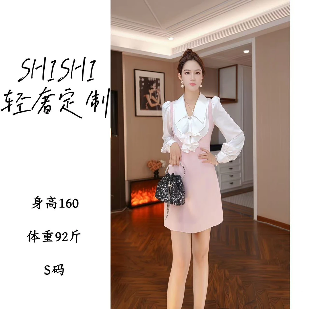 【时时原创】21962 POLO领千金风连衣裙修身法式显瘦小众减龄百搭