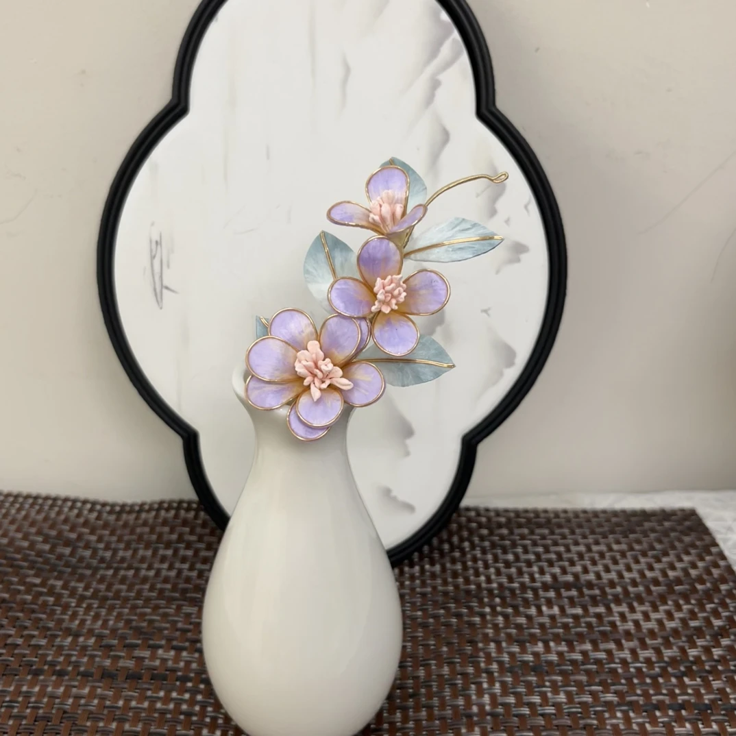 闫颜非遗绒花纯手工制作超仙新款发簪复古仙气清新古典发夹气质