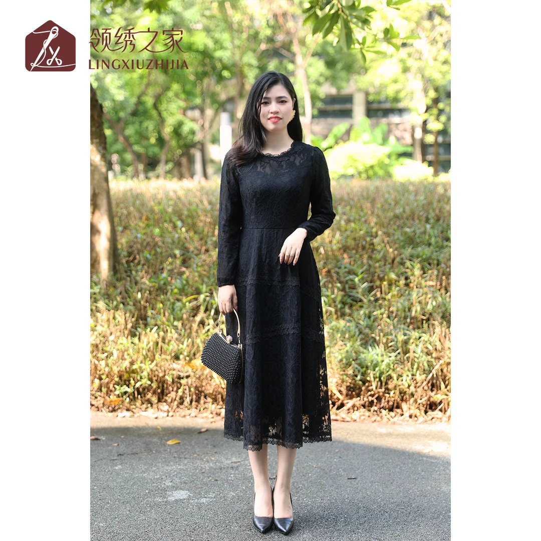 蕾丝绣花连衣裙绣花精致女装#L800908H-03优雅时尚气质