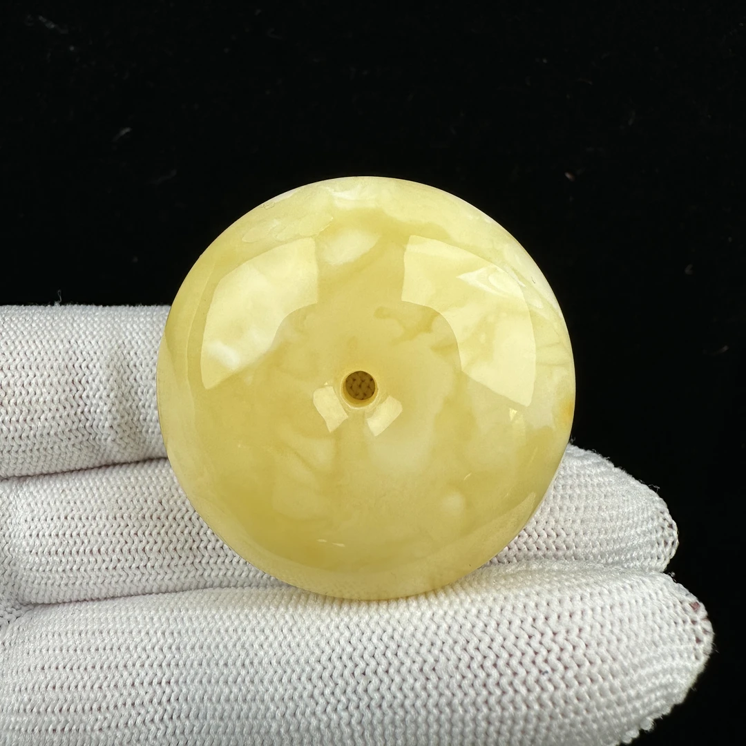 Y1644天然原矿蜜蜡 平安扣 40*19.5mm 抖音基地质检发货