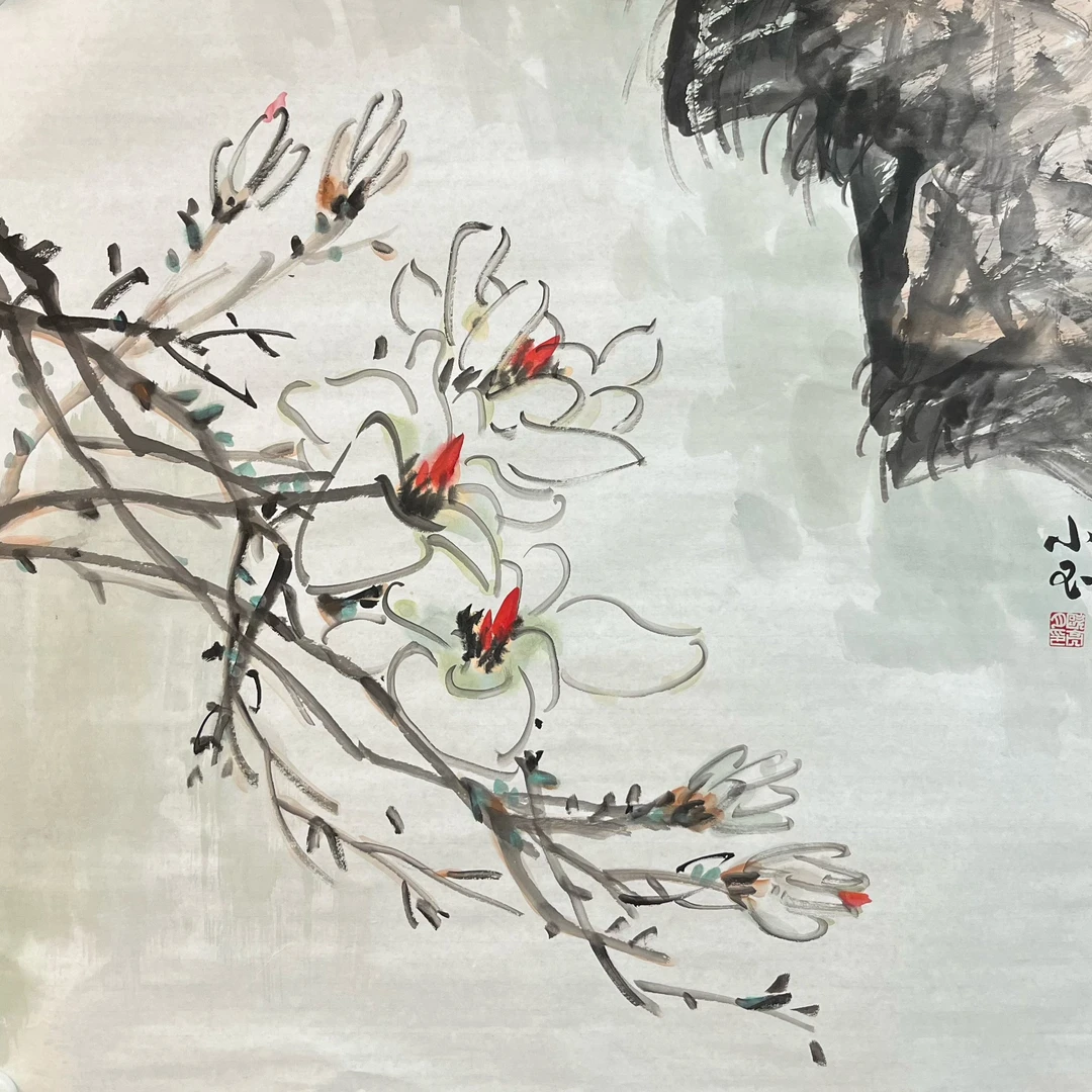 张大风艺术馆,欧亮月作品《玉兰花 Y14》。尺寸68x68cm
