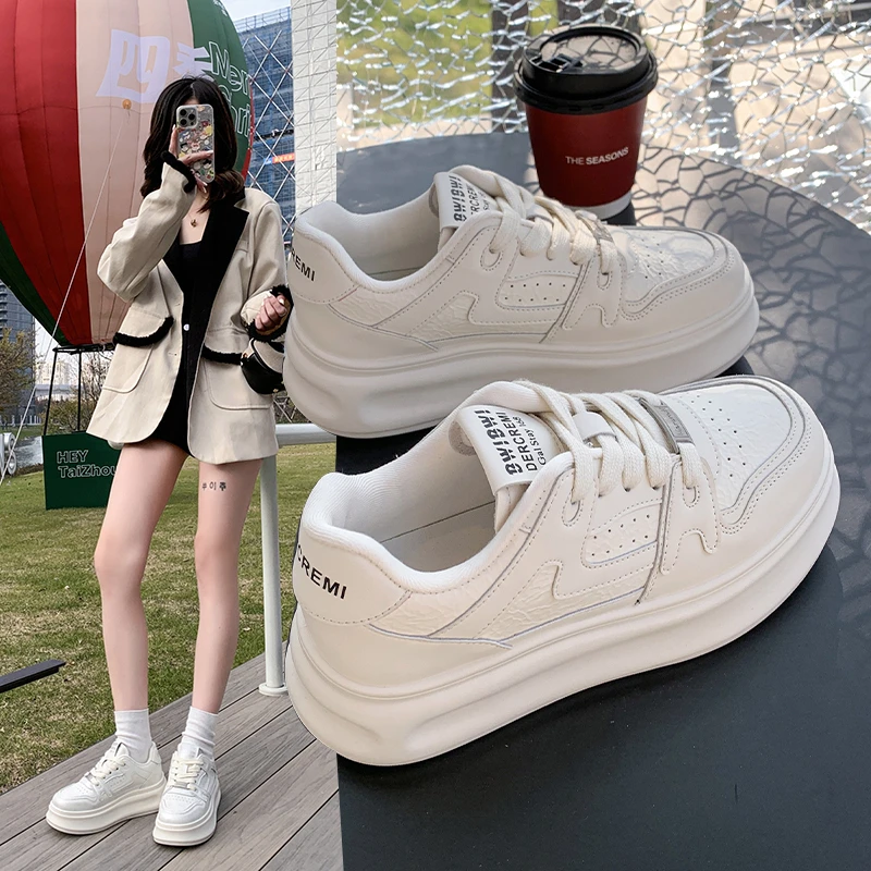 基本款百搭春季新款韩版厚底小白鞋通勤时尚休闲小白鞋
