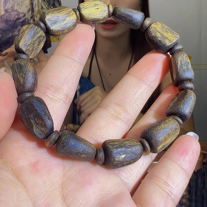 沉香手串小***构沉水老料树心油单圈绿棋111.1