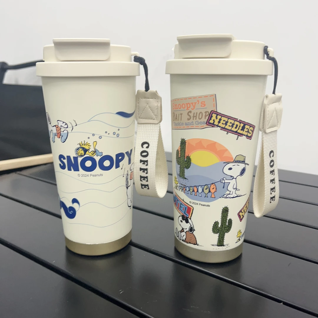 史努比咖啡杯陶瓷可爱吸管学生便携保温大容量不锈钢少女心