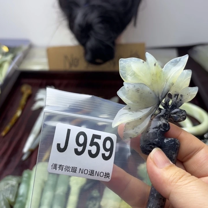 蛇纹石玉发饰合金冷***夜