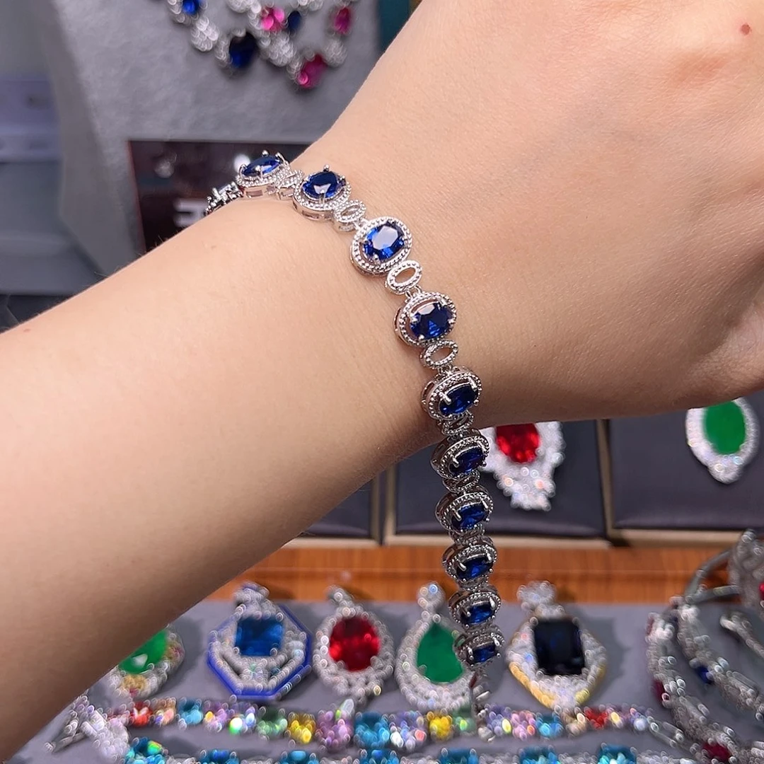 蓝宝石戒指银S925镶嵌前面