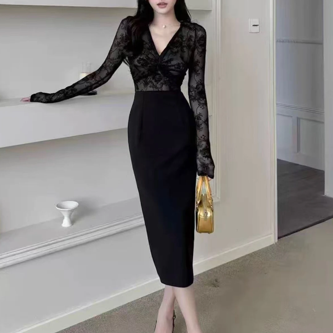 3707-2025年秋季新款时尚气质纯欲风显瘦百搭连衣裙