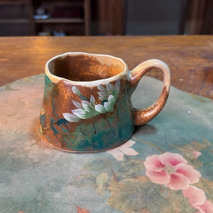 柴烧纯手工手绘陶瓷