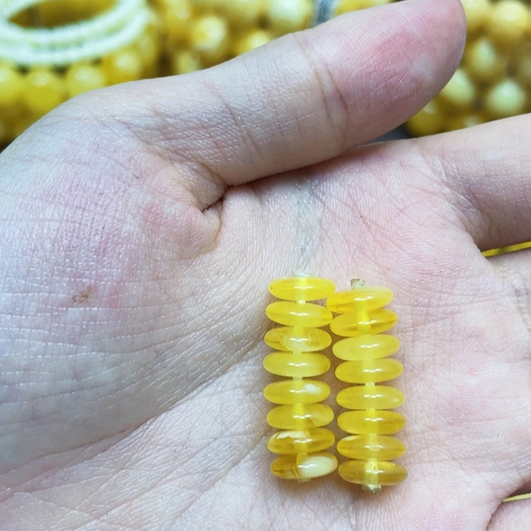 裸石蜜蜡未镶嵌8.5mm天然蜜蜡隔片瑕