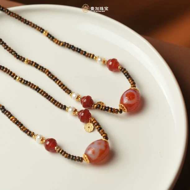壹加师姐｜手工设计达洛红财财玛瑙项链多样性发一0022p