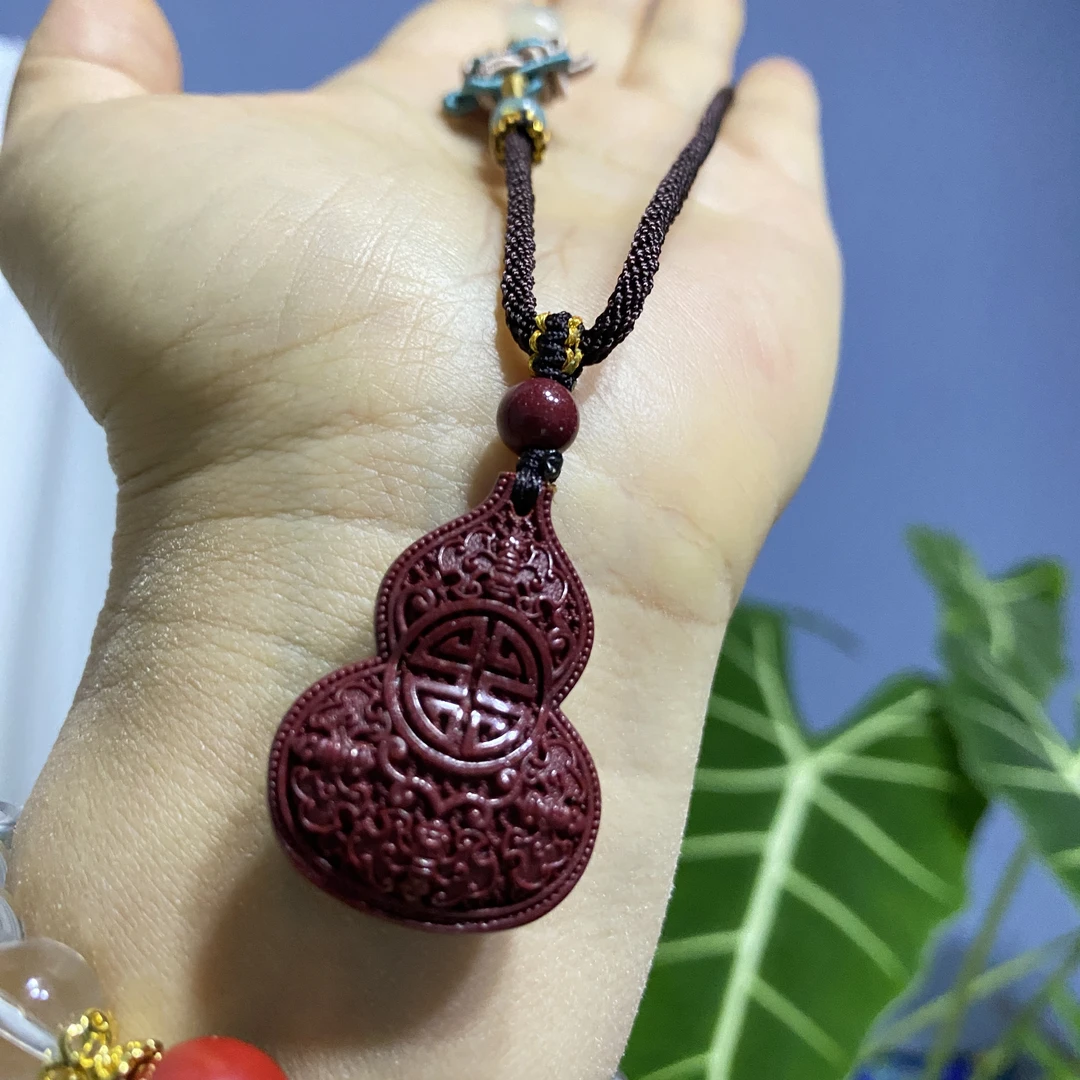 含辰砂工艺品高含量紫金砂水飞红砂葫芦朱砂吊坠精雕挂件儿童成人