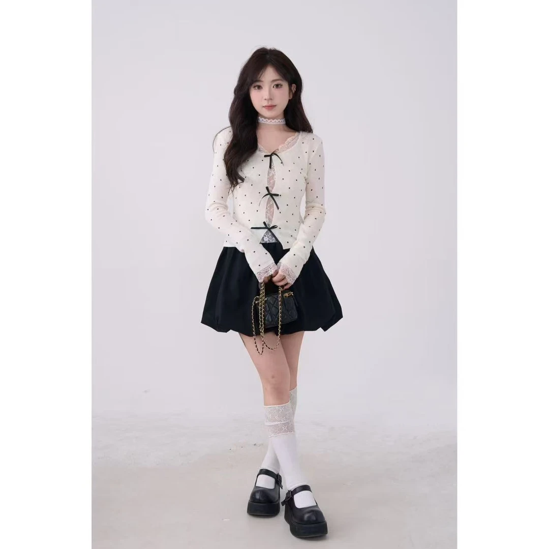 花田橱窗 百搭小邮包花苞半身裙女高腰蓬蓬短裙1632