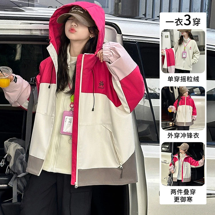 儿童三合一冲锋衣秋冬季新款中大童外套内胆加厚两件套潮女童冬装
