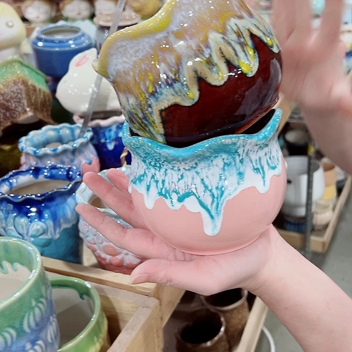 有孔，凑单福利满10元发货陶瓷多肉花盆！