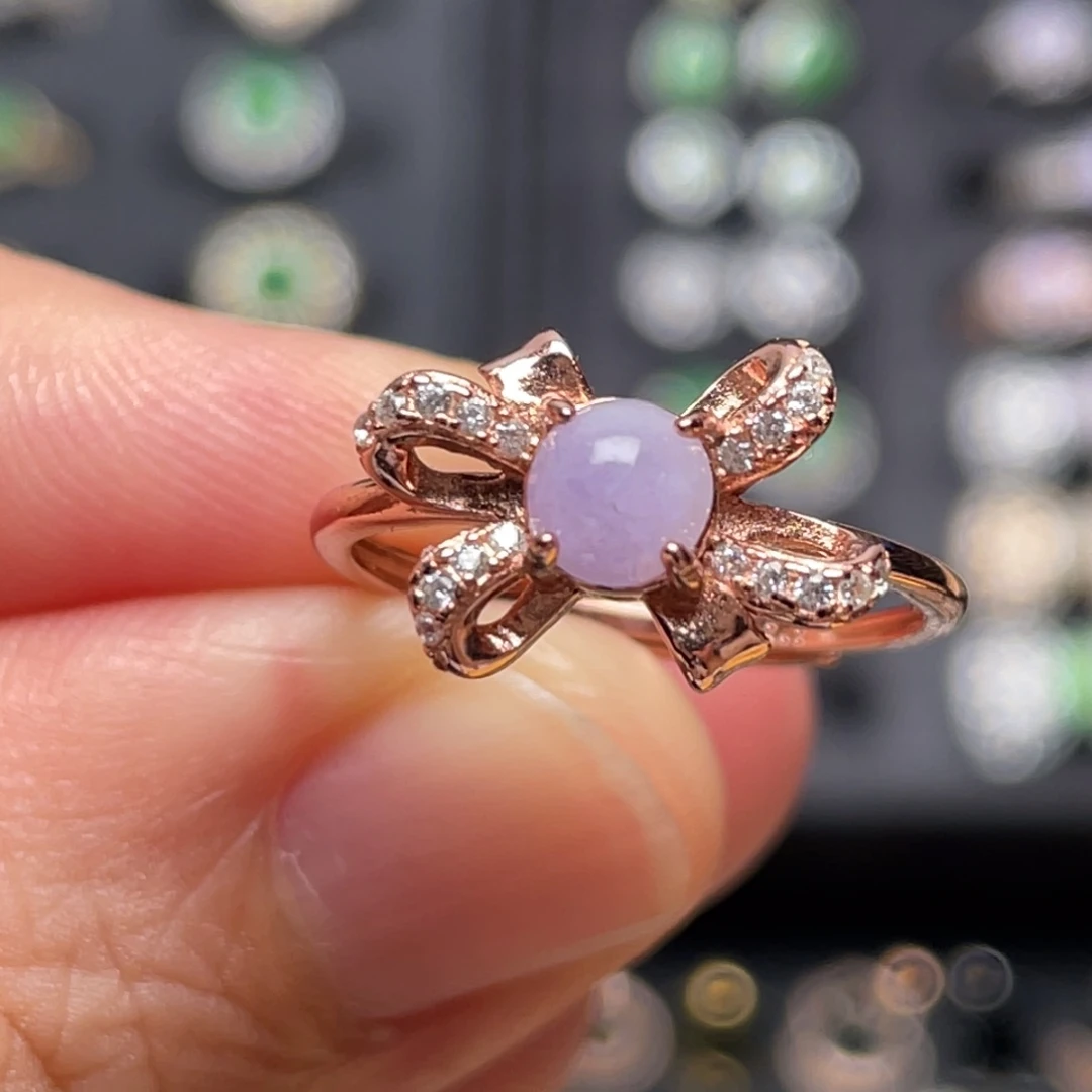 翡翠戒指银S925镶嵌纯天然缅甸缅甸翡翠