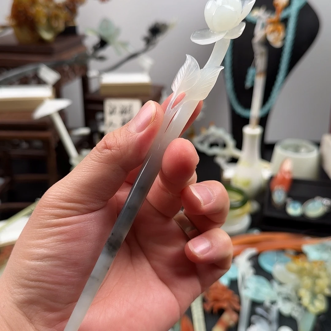 蛇纹石玉未镶嵌发饰