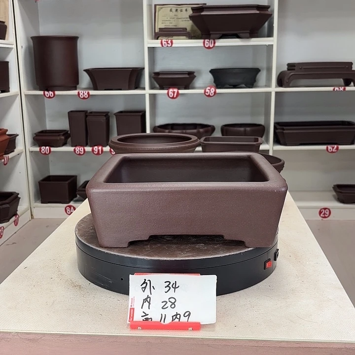 紫砂花盆双层脚四方