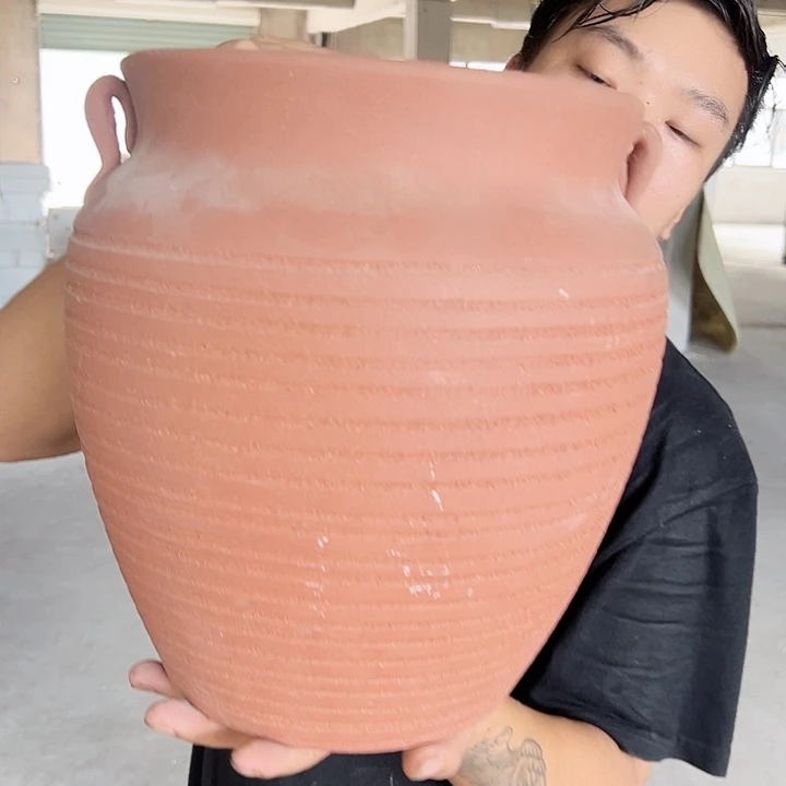 紫砂花盆高31口24微瑕