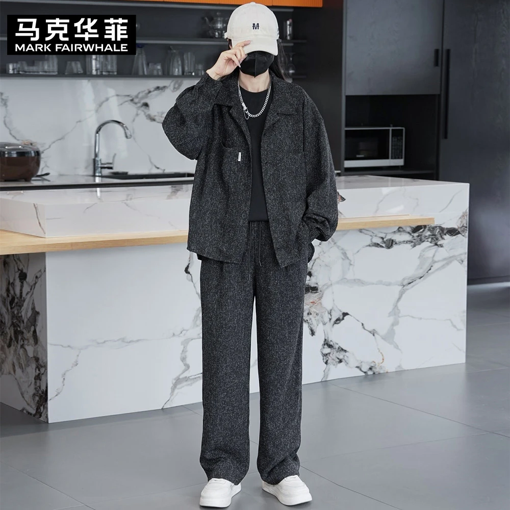 MARK FAIRWHALE/马克华菲2025潮款痞帅男装一整套休闲宽松两件套