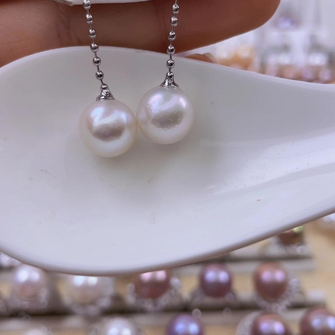 银S925镶嵌淡水珍珠耳饰