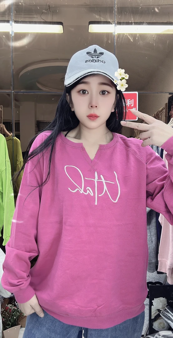 2025春款薄绒卫衣芭比粉