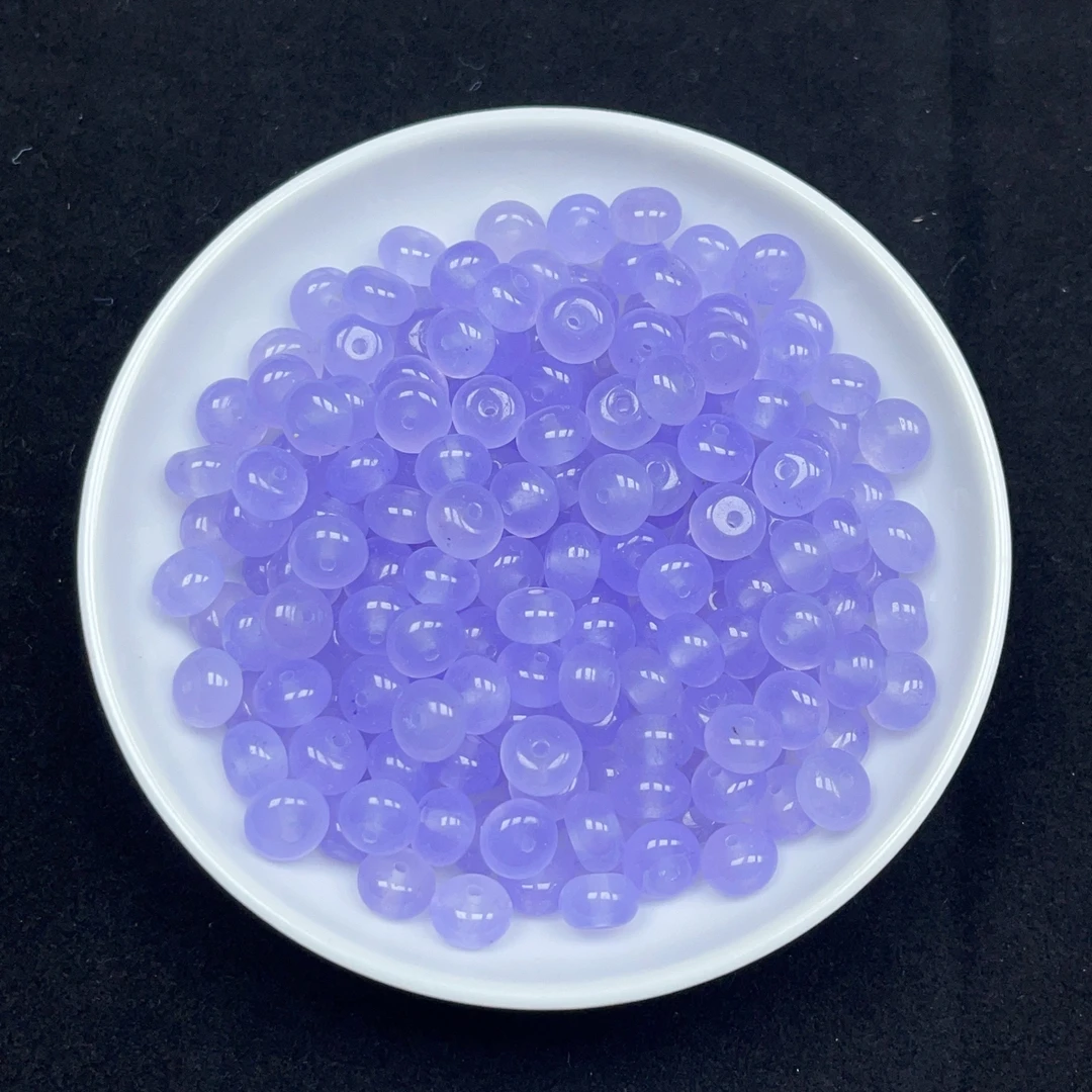 和田玉冰烟紫算盘N268卡5*8mm20颗