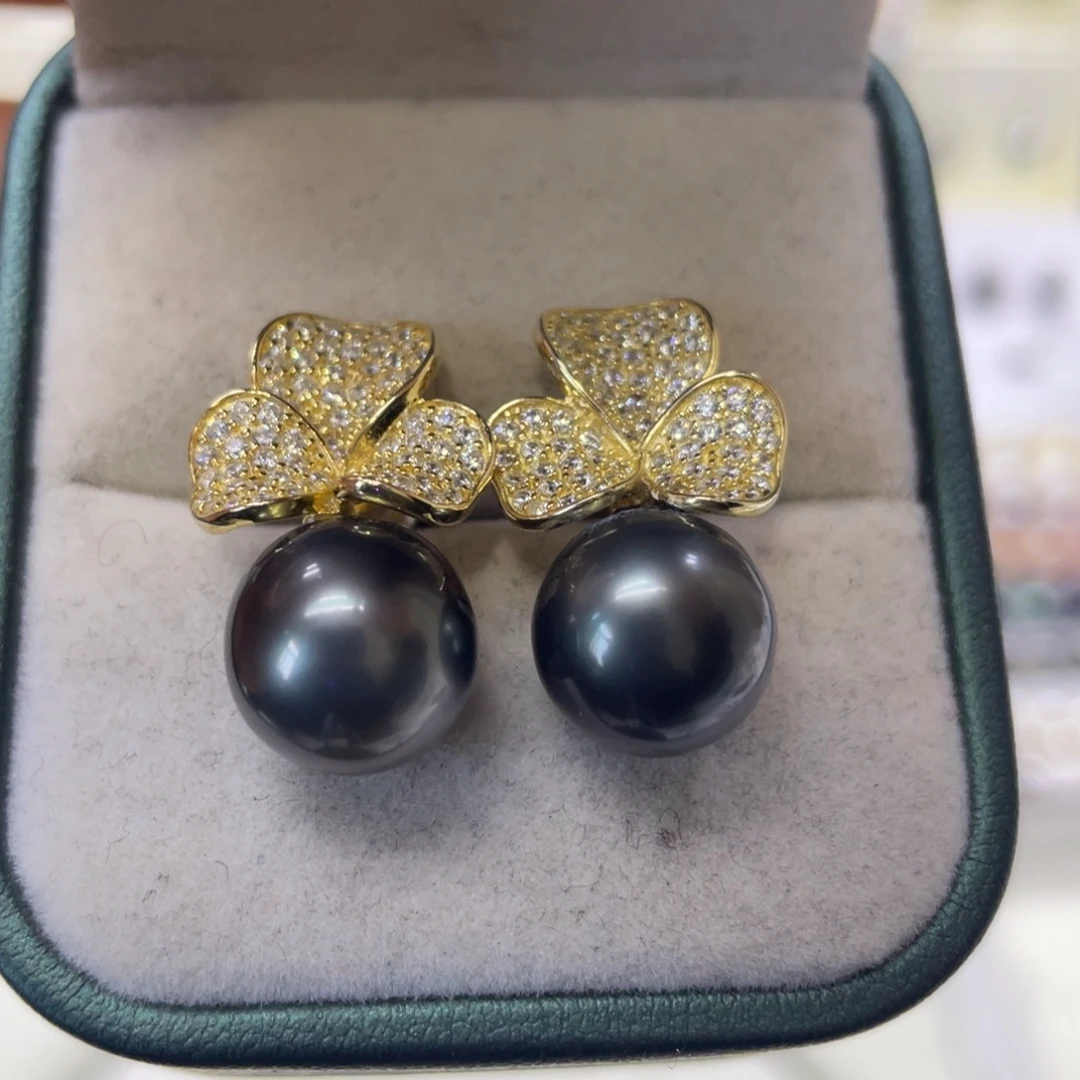 银S925镶嵌海水珍珠耳饰10-11