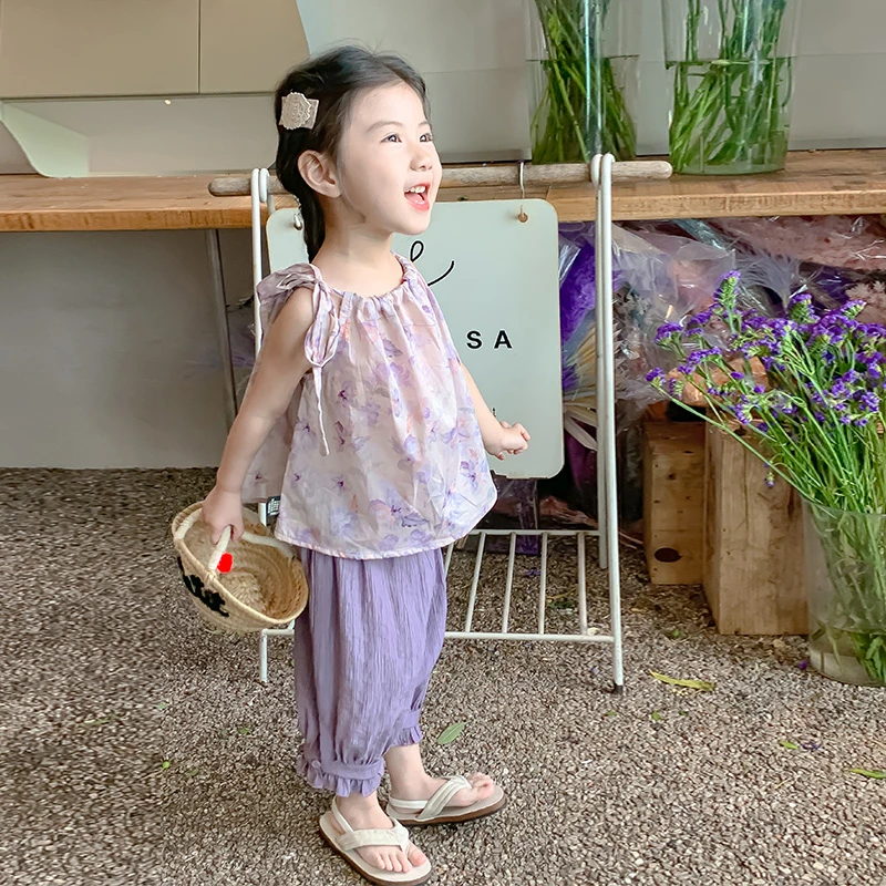 儿童套装夏季2025新款洋气小女孩吊带背心两件套儿童休闲宝宝衣服