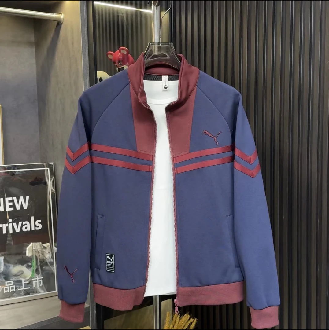 春季新款潮流百搭拼色刺绣针织棉夹克外套