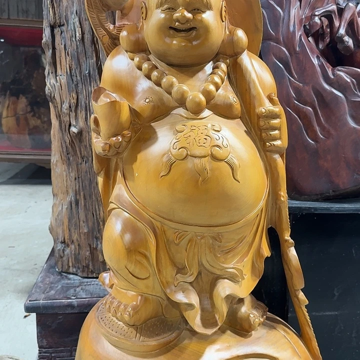 香樟木大弥勒摆件高130